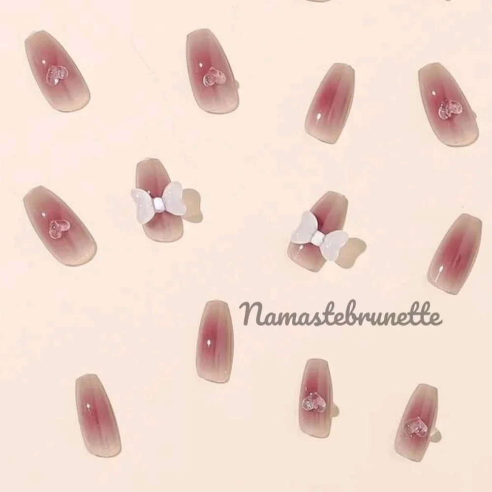 2/$16 Hearts & Bows Coffin Press On Nails